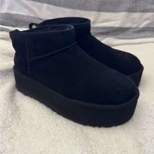 Women's Black Ultra Mini Platform Boots